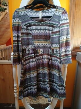 Pink Owl Multicolor Fair Isle Knit Dress in Purple